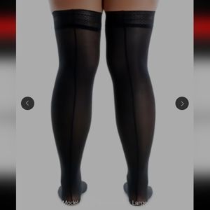 Sheertex small backseam black thigh highs